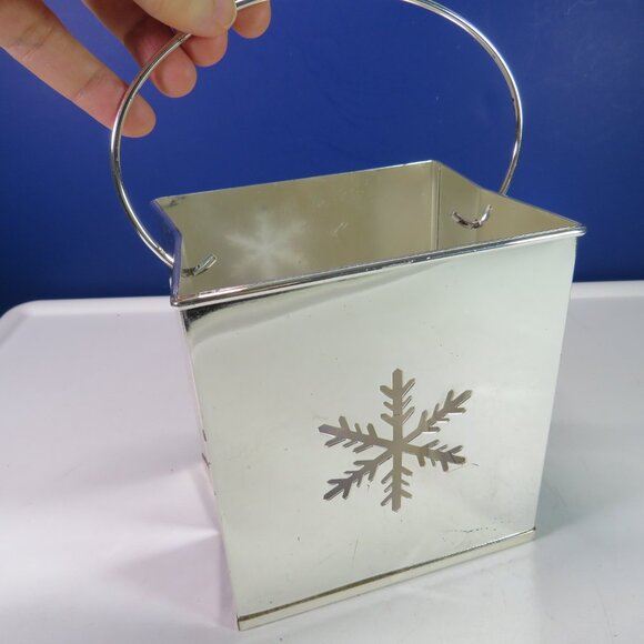 Heavy Metal Snowflake Luminary Votive w Mirror Finish Thick Metal - Picture 1 of 16